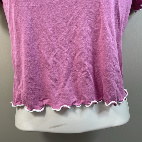 Womens Ruffle Trim Top Short Sleeve Shirt Cute Casual Everyday - Picture 3 of 12